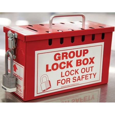 Accuform KCC617 PORTABLE LOCKOUT BOX, 12 PADLOCKS, Red, 6 in H X 10 in W X 414 in D, 13 KEY HOOKS KCC617